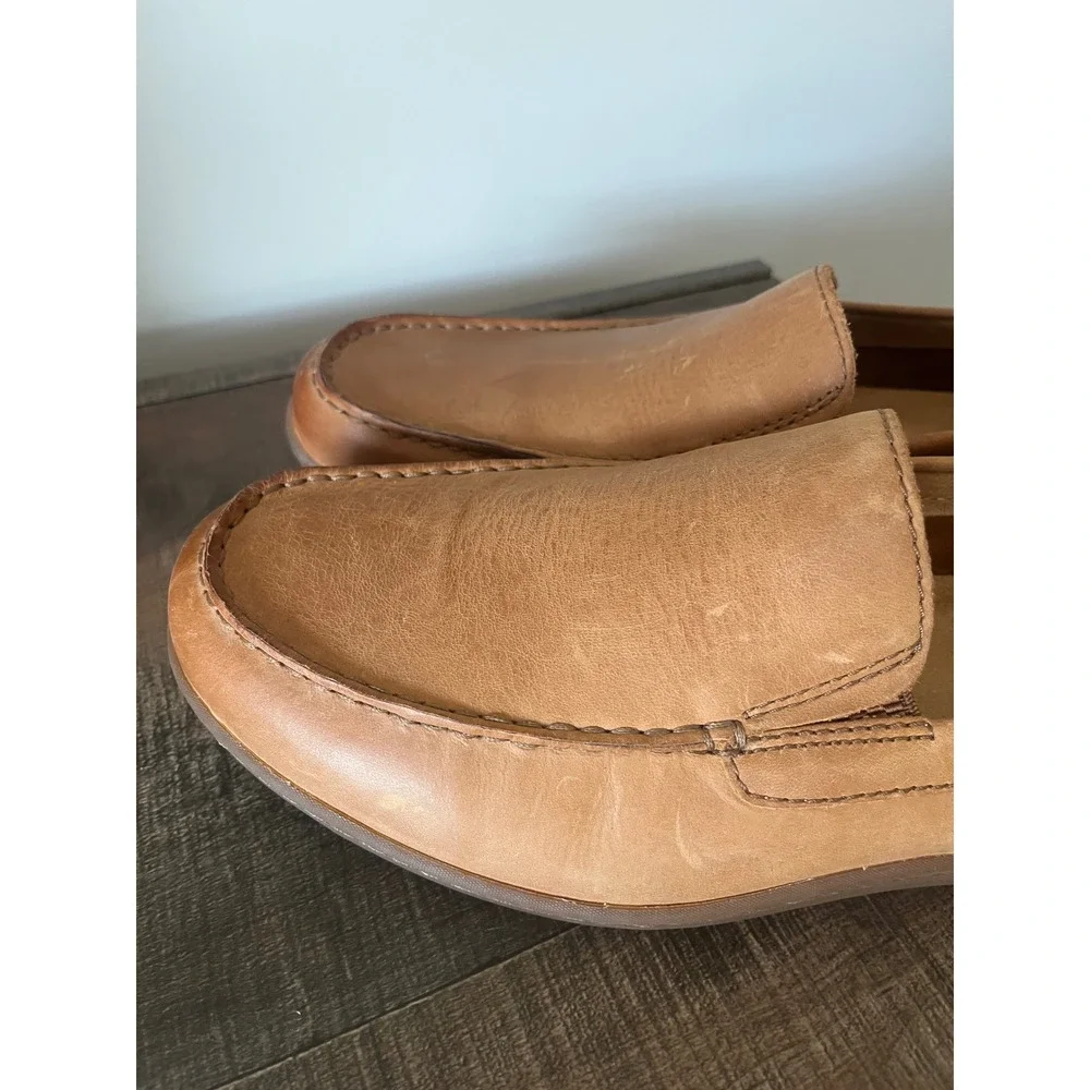 Born Caleb Mens 13M Leather Slip On Loafers Tan Moccasin Shoes BM0008006